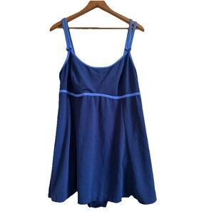 Mainstream Women’s Sz 18 One Piece Swim Dress Blue Purple USA Union Made Retro